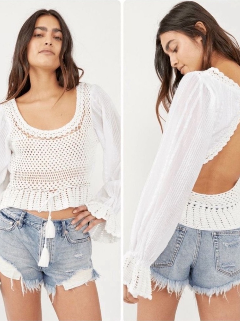 Free People MEGAN CROCHET TOP SIZE MEDIUM